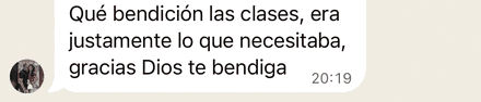 Mensaje de WhatsApp: qué bendición las clases, era justamente lo que necesitaba